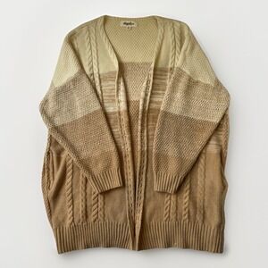Haptics Open Front‎ Long Neutral Colorblock Cardigan Sweater Winter Cozycore 2XL